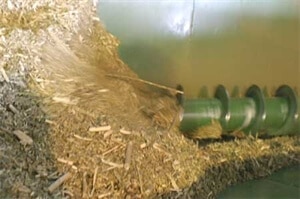 Yerba mate dried leaves being triturated