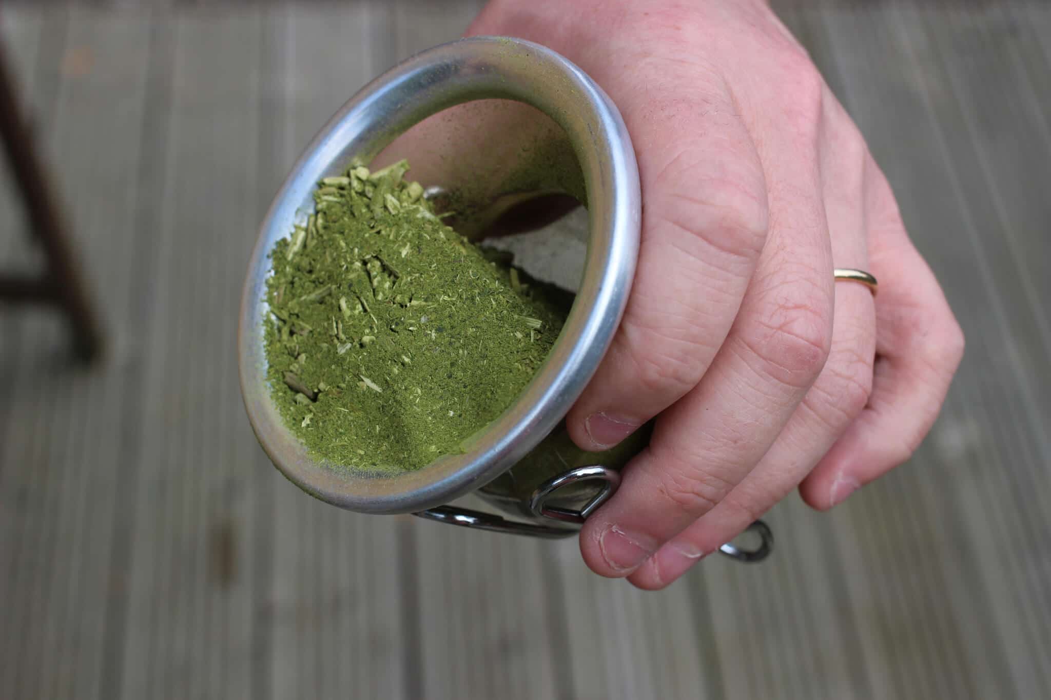 Erva mate settling to one side