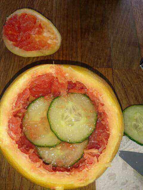 Cocumber inside the grapefruit