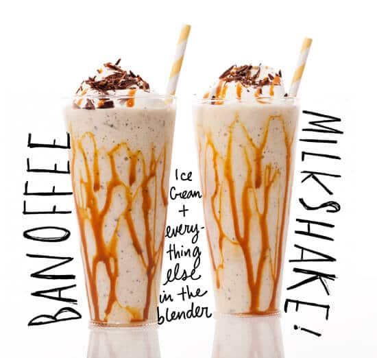 banoffee pie dulce de leche on top of a smoothie