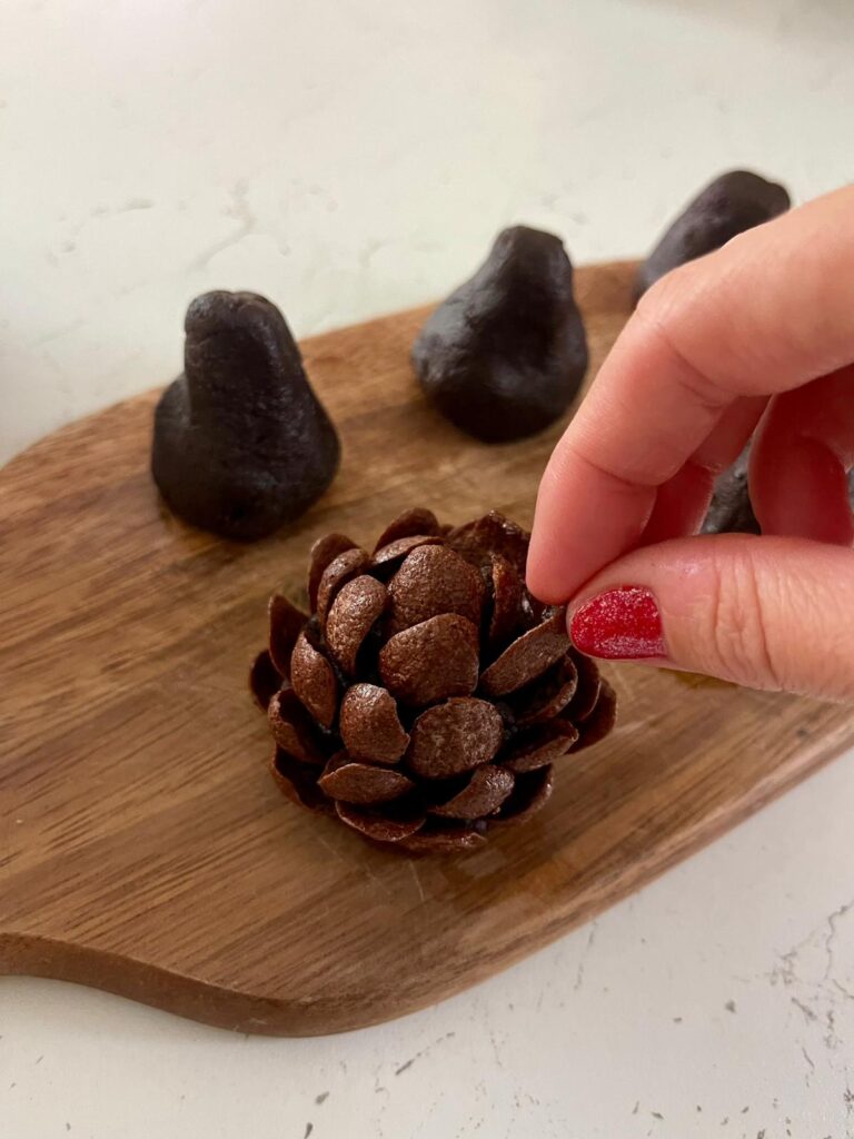 Christmas pine cone truffles with dulce de leche.