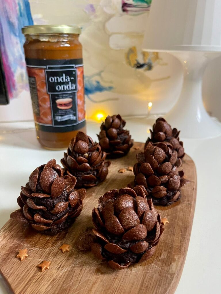 Christmas pine cone truffles with dulce de leche.