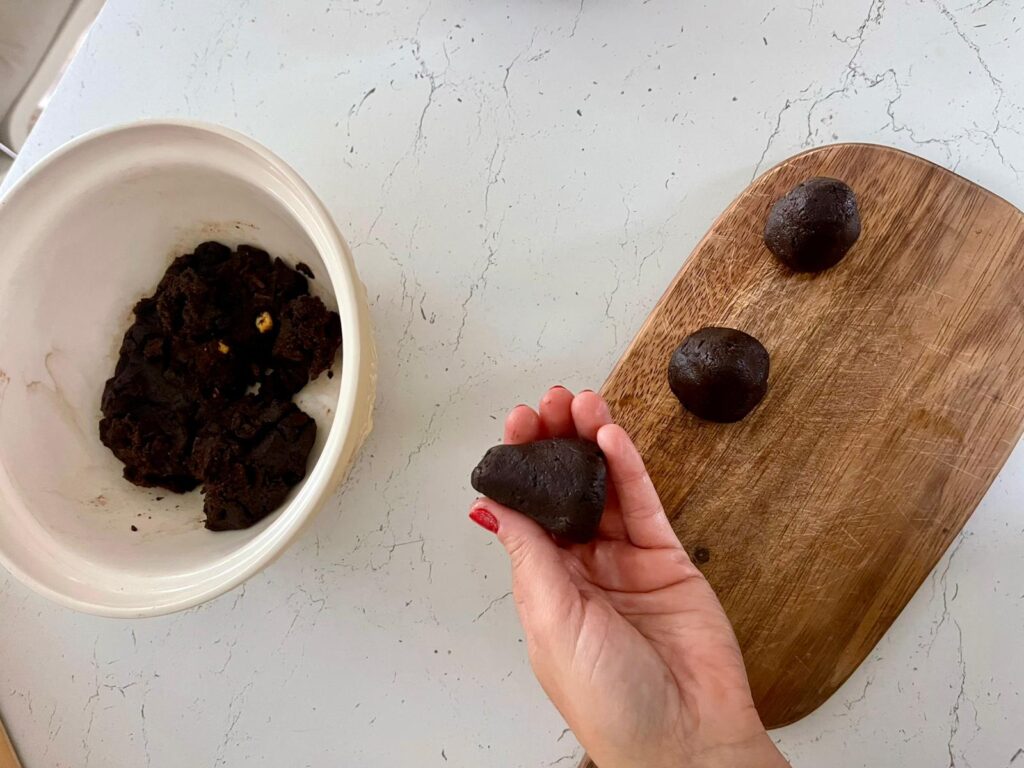 Christmas pine cone truffles with dulce de leche.