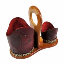 Wooden 'Matera' with Leather Carry Holders