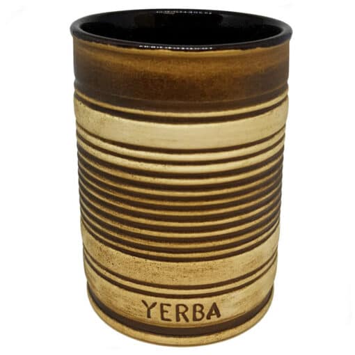 Straight Ceramic Mate Cup with Stripes to drink yerba mate