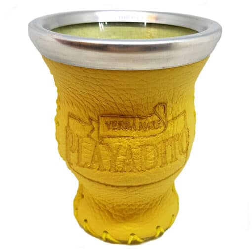 Playadito Mate Cup Leather Bound in Glass - Yellow