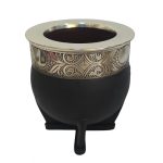 Imperial ceramic yerba mate cup bound in leather