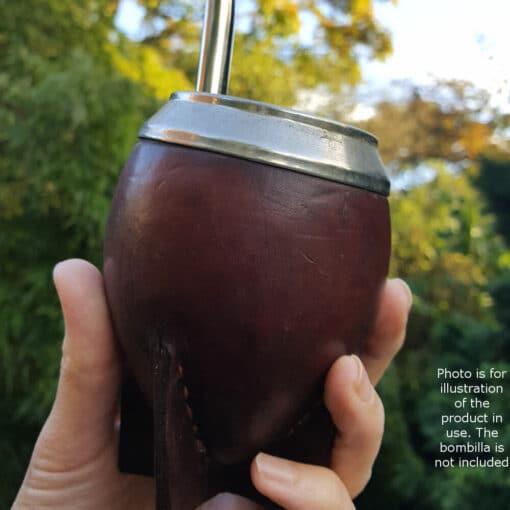 leather bound natural gourd to drink yerba mate