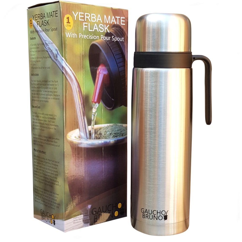 yerba mate flask with iconic red pico cebador