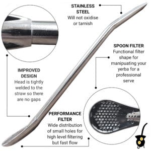 Stainless steel bombilla for yerba mate