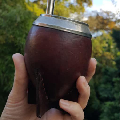 natural gourd wrapped in leather for yerba mate