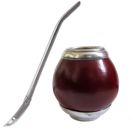 natural gourd and bombilla set with rim and base