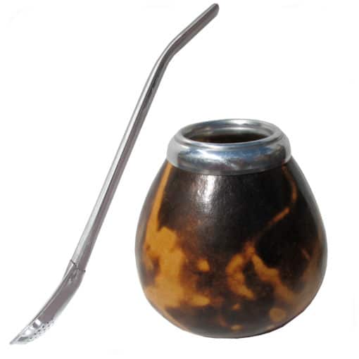 fire splash natural gourd and bombilla set for yerba mate