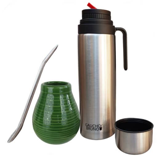 Yerba Mate Ceramic Starter Set with Flask Bombilla and Large Mate Cup