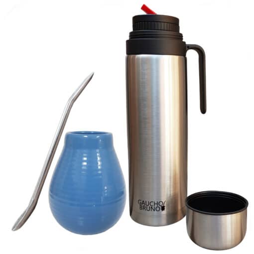 Yerba Mate Ceramic Starter Set with Flask Bombilla and Large Mate Cup