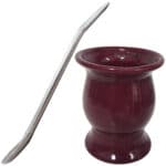 Traditional ceramic mate cup and bombilla