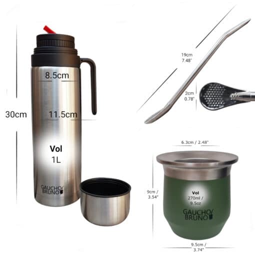 thermal yerba mate starter set with flask mate and bombilla