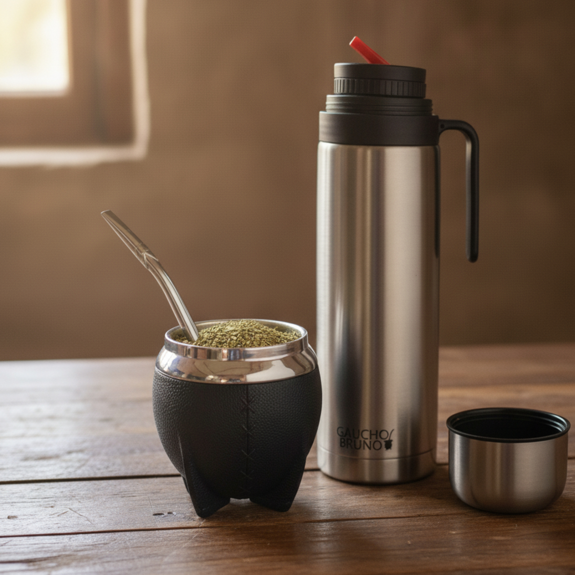 yerba mate set with flask