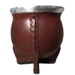 leather bound ceramic mate cup for yerba mate
