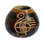 Dark Carved Natural Gourd with Dancing Bird