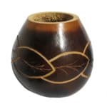Dark Carved Natural Gourd with Interlocking Leaves