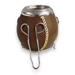leather bound natural gourd for yerba mate