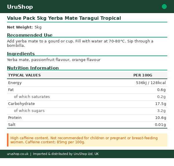 Value Pack 5kg Yerba Mate Taragui Tropical - Image 3