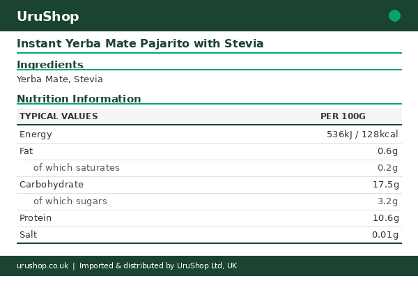 Instant Yerba Mate Pajarito with Stevia - Image 2