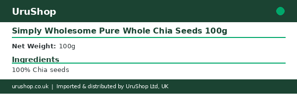Simply Wholesome Pure Whole Chia Seeds 100g - Image 2