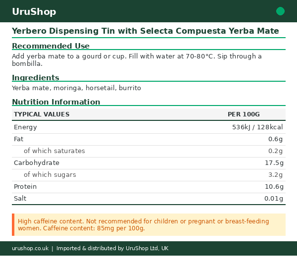 Yerbero Dispensing Tin with Selecta Compuesta Yerba Mate - Image 4