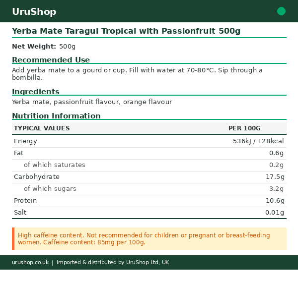 Yerba Mate Taragui Tropical with Passionfruit 500g - Image 3