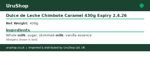 Dulce de Leche Chimbote Caramel 430g Expiry 2.4.26 - Image 2