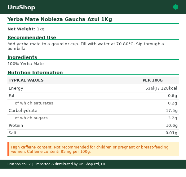 Yerba Mate Nobleza Gaucha Azul 1Kg - Image 2