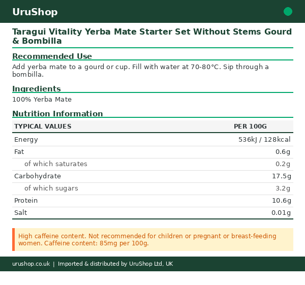 Taragui Vitality Yerba Mate Starter Set Without Stems Gourd & Bombilla - Image 8