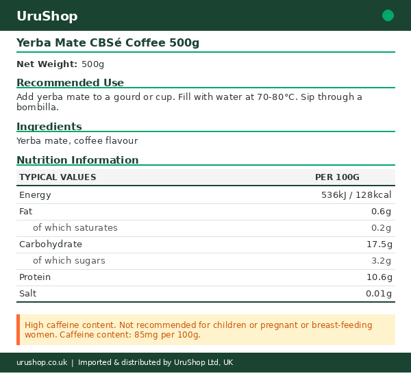 Yerba Mate CBSé Coffee 500g - Image 2
