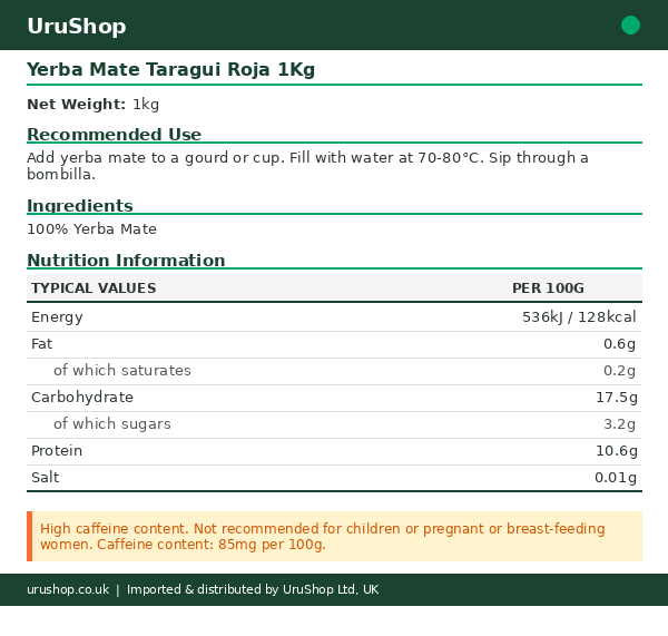 Yerba Mate Taragui Roja 1Kg - Image 3